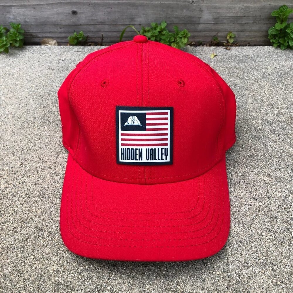 LEVELWEAR Hidden Valley Fitted Hat Men's S/M Red USA America Baseball Golf Cap‌